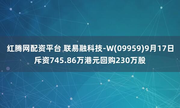 红腾网配资平台 联易融科技-W(09959)9月17日斥资745.86万港元回购230万股